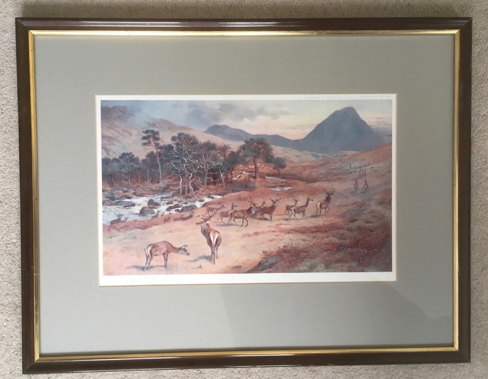 Set of 4 Archibald Thorburn Signed Prints of Deer in a Winter Landscape View V