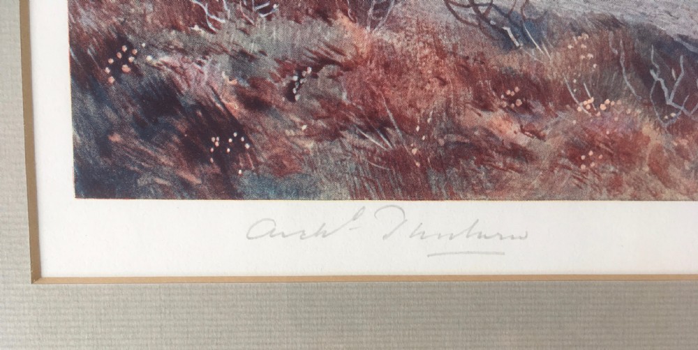 Set of 4 Archibald Thorburn Signed Prints of Deer in a Winter Landscape View IX