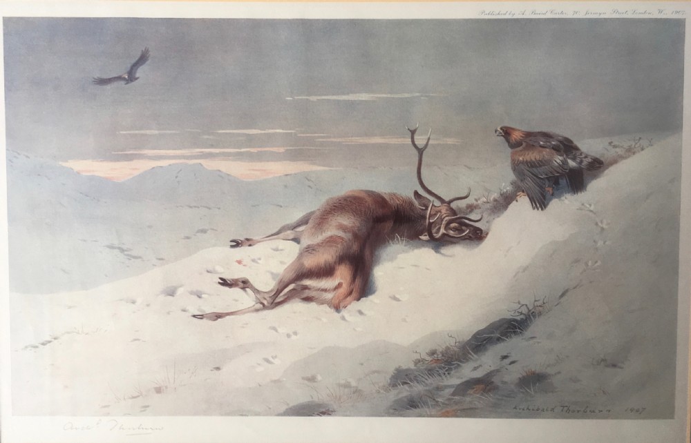 Set of 4 Archibald Thorburn Signed Prints of Deer in a Winter Landscape View X