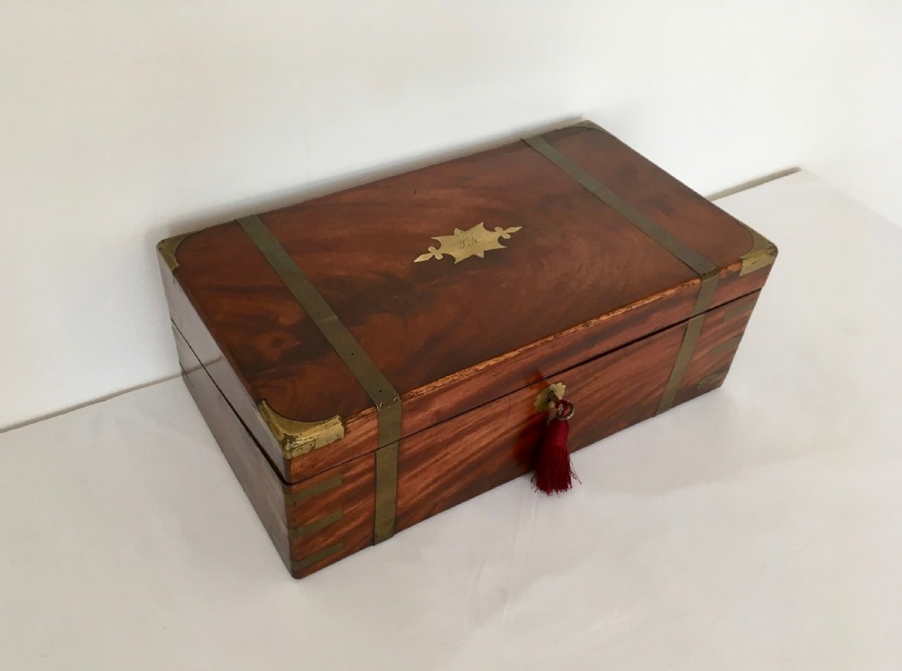 Brass Bound Walnut Campaign Writing Slope View II