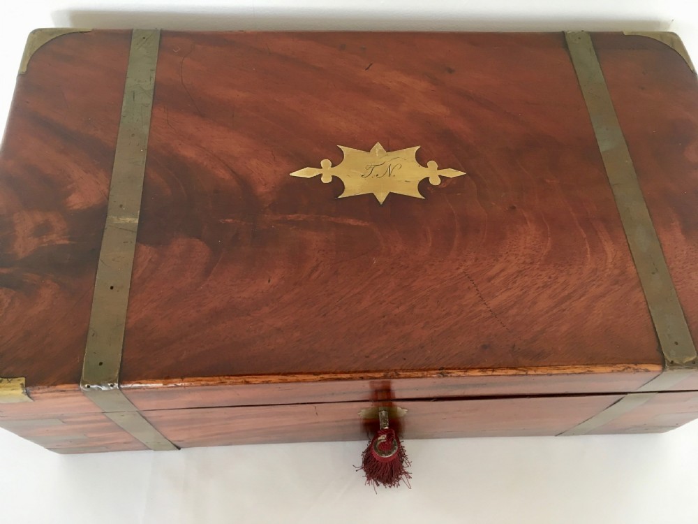 Brass Bound Walnut Campaign Writing Slope View III