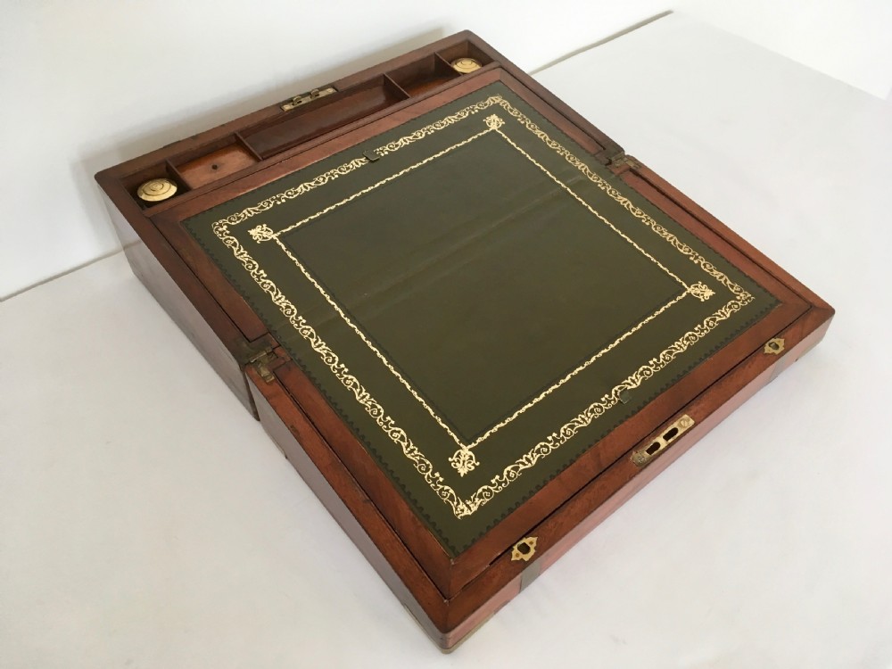 Brass Bound Walnut Campaign Writing Slope View V