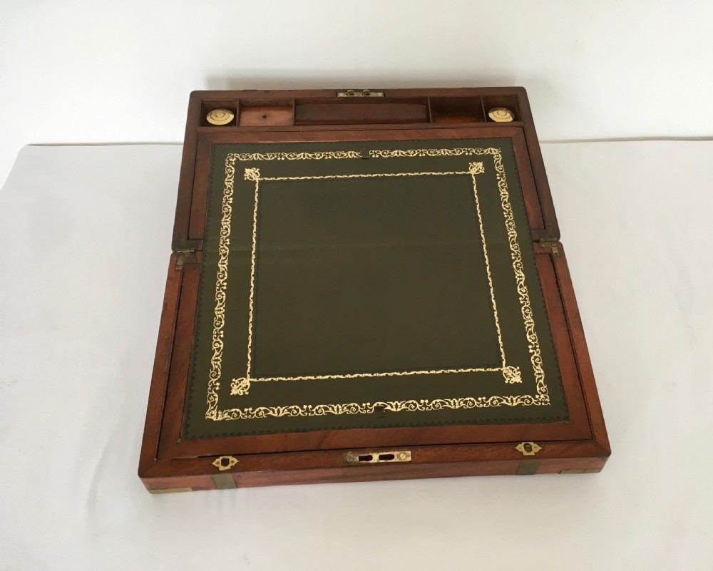 Brass Bound Walnut Campaign Writing Slope View VI