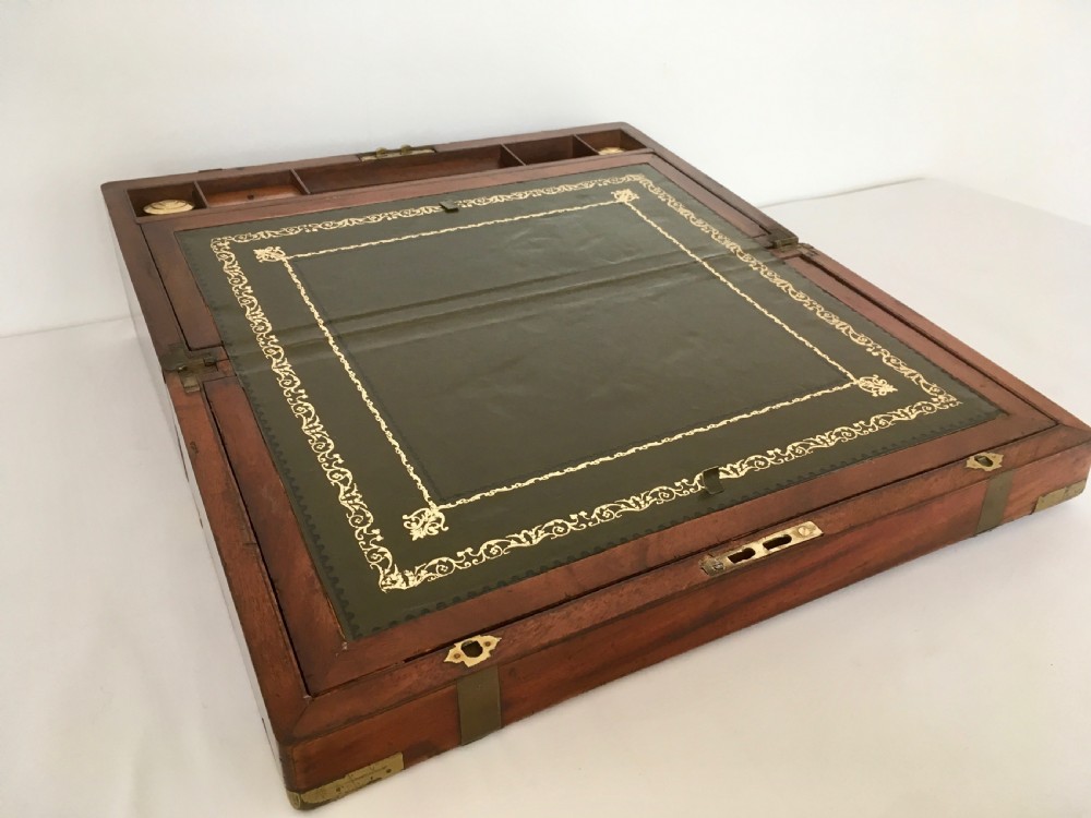 Brass Bound Walnut Campaign Writing Slope View VII