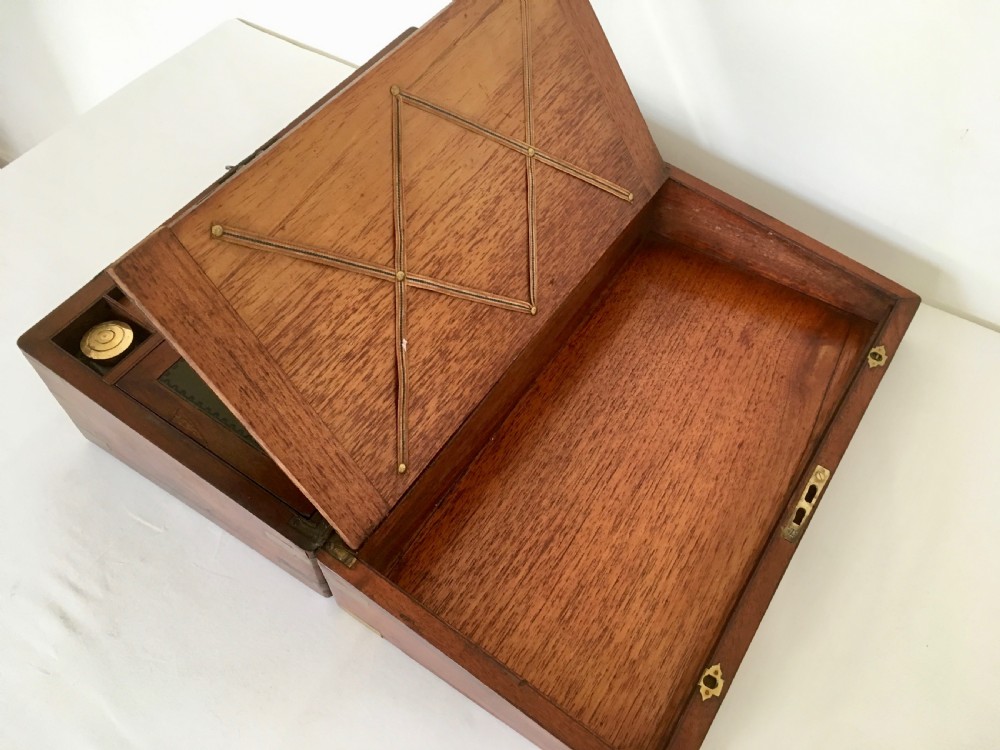 Brass Bound Walnut Campaign Writing Slope View IX