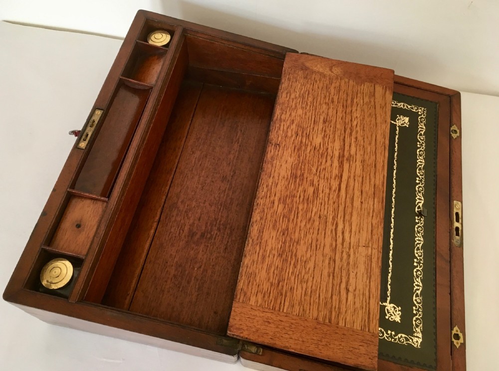 Brass Bound Walnut Campaign Writing Slope View X