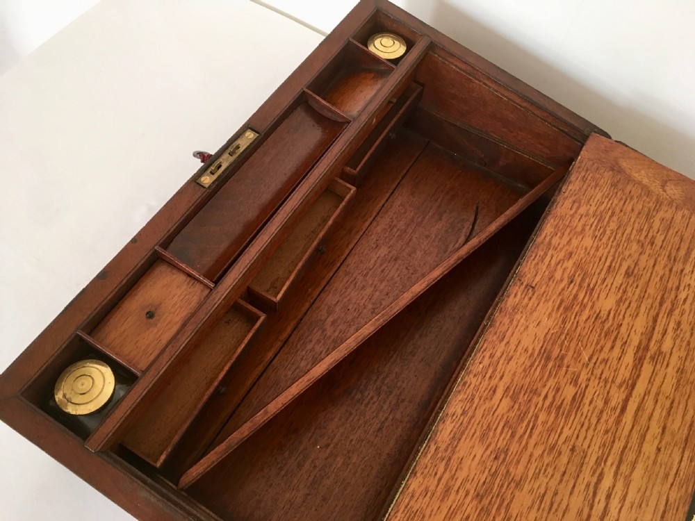 Brass Bound Walnut Campaign Writing Slope View XI
