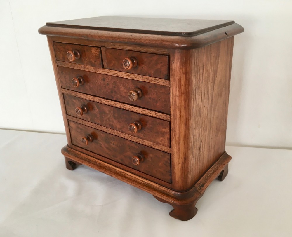 Walnut and Burr Walnut Miniature Chest of Drawers View VI