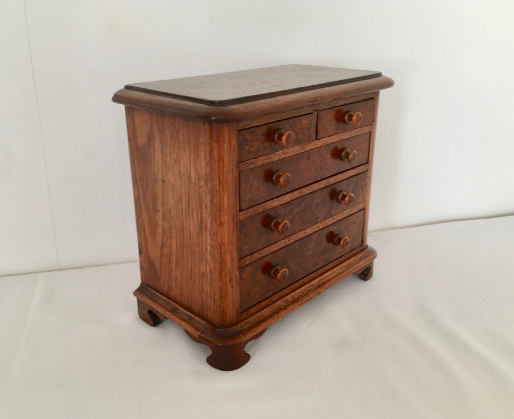 Walnut and Burr Walnut Miniature Chest of Drawers View VII