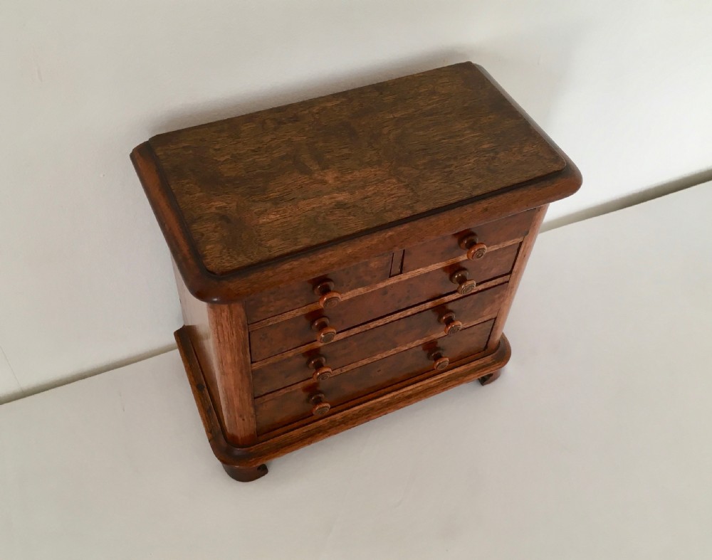 Walnut and Burr Walnut Miniature Chest of Drawers View IX