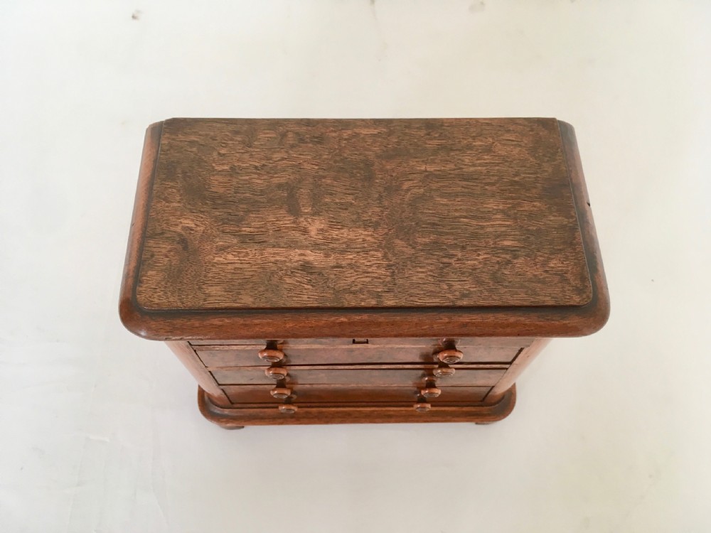 Walnut and Burr Walnut Miniature Chest of Drawers View XII