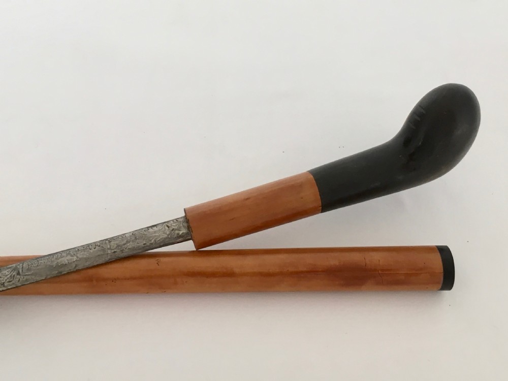 Rare Malacca and Ebony Sword Stick with Masonic Symbols