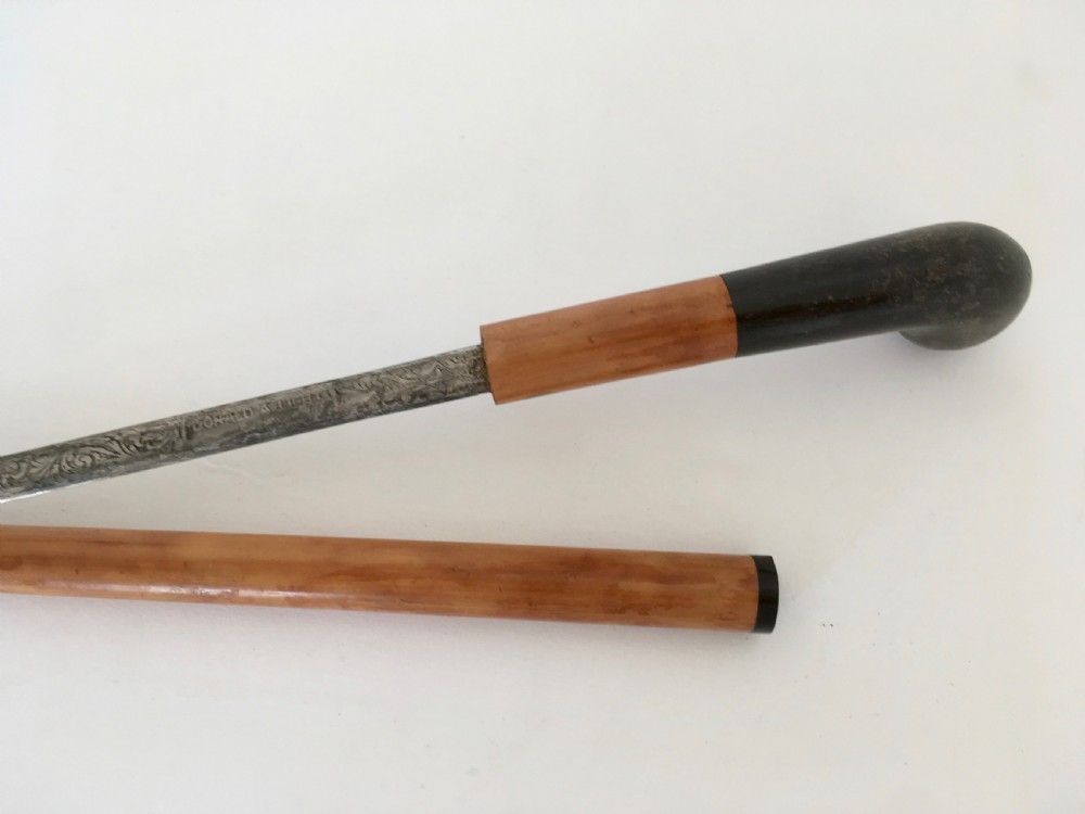 Rare Malacca and Ebony Sword Stick with Masonic Symbols View III