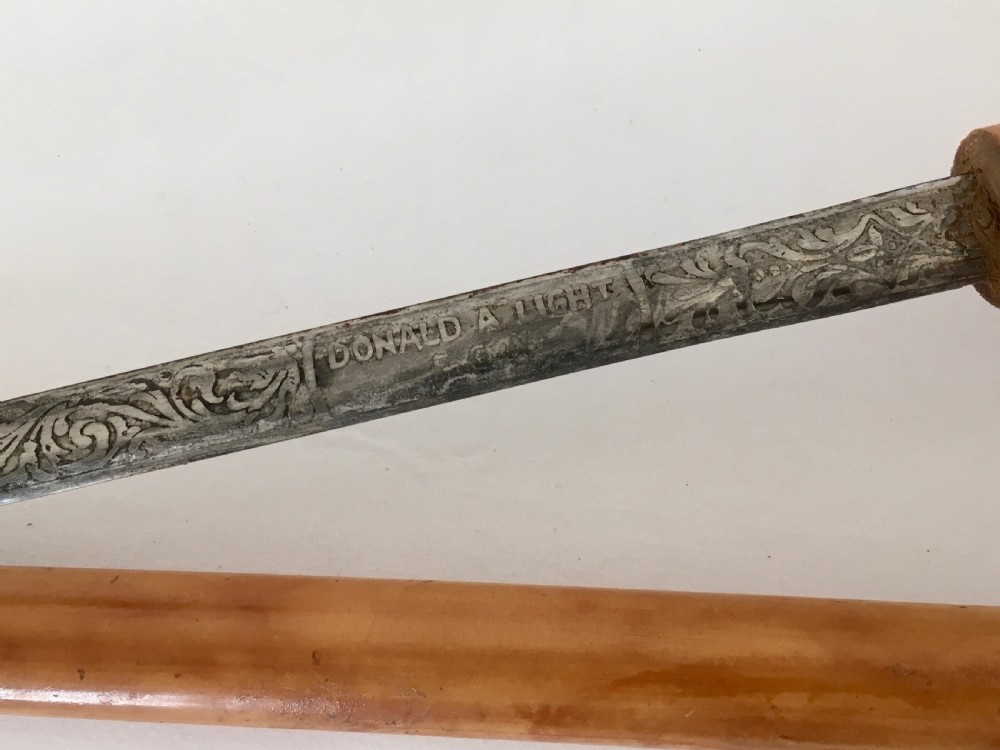 Rare Malacca and Ebony Sword Stick with Masonic Symbols View IV