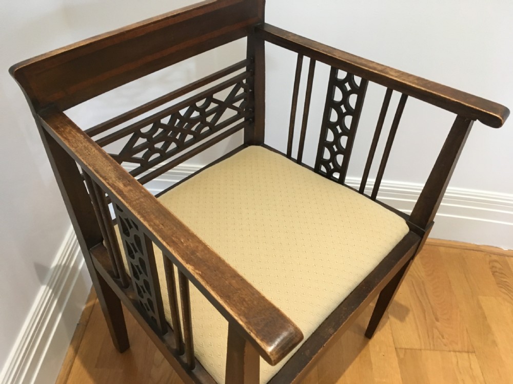 Art Nouveau Mahogany Armchair View XI