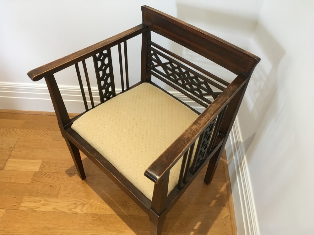 Art Nouveau Mahogany Armchair View XII