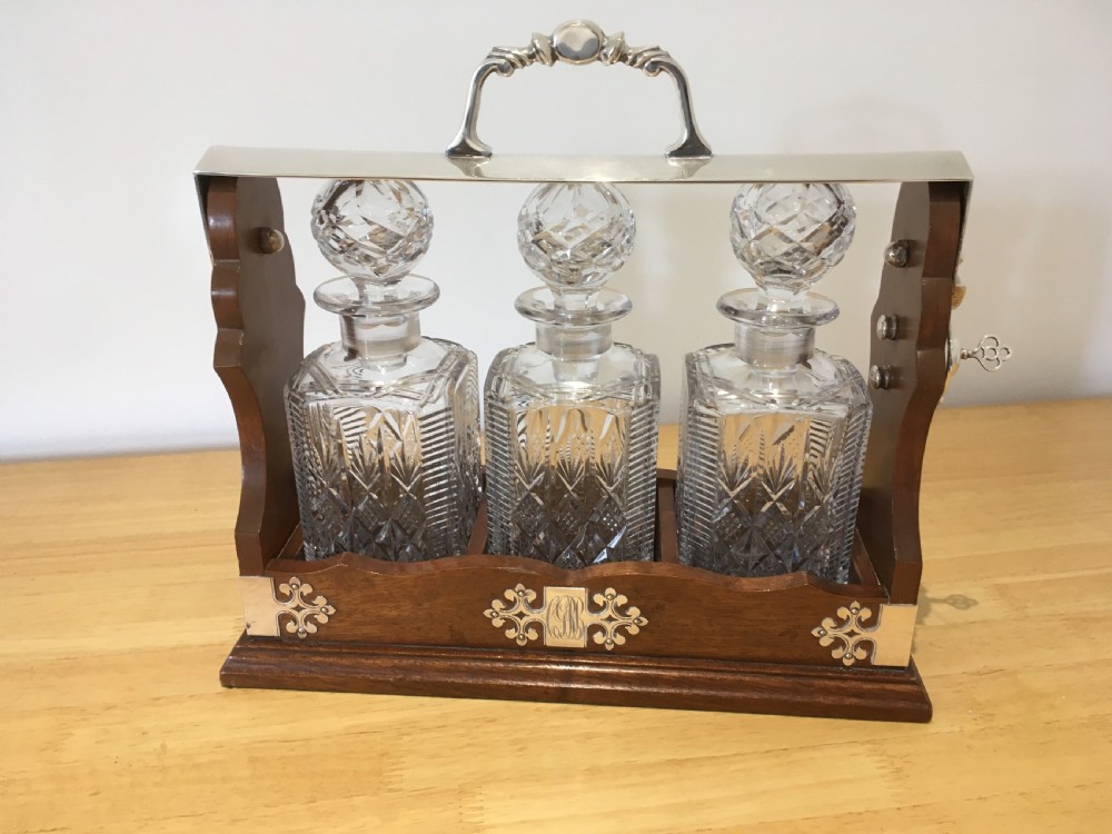 Edwardian Mahogany Tantalus 