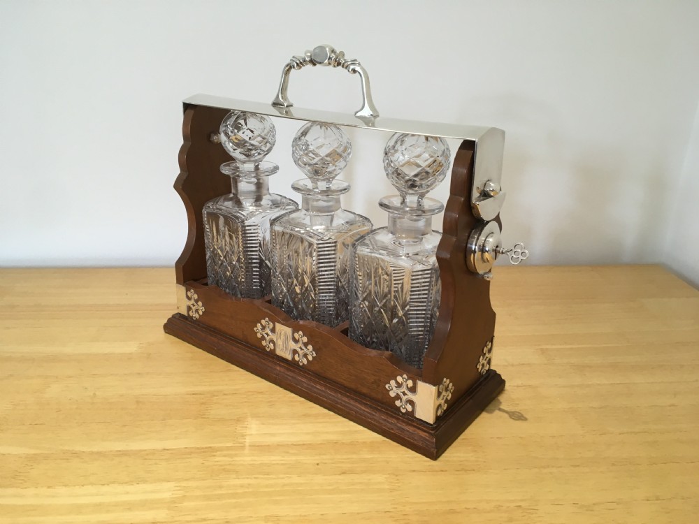 Edwardian Mahogany Tantalus  View VII