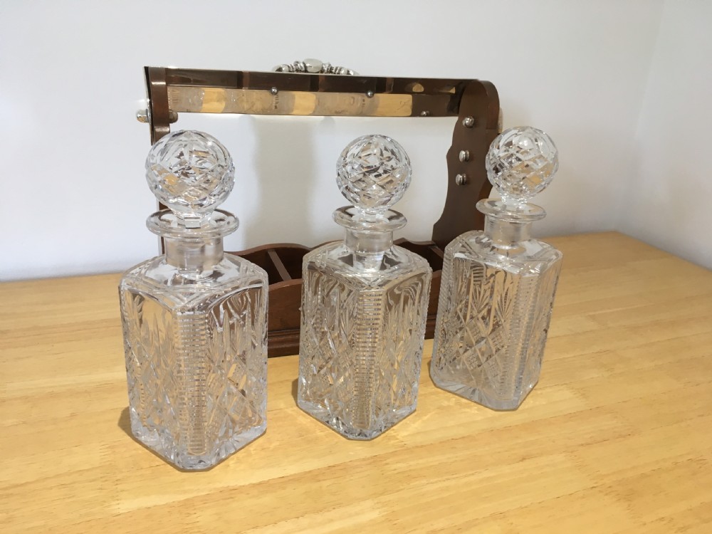 Edwardian Mahogany Tantalus  View IX