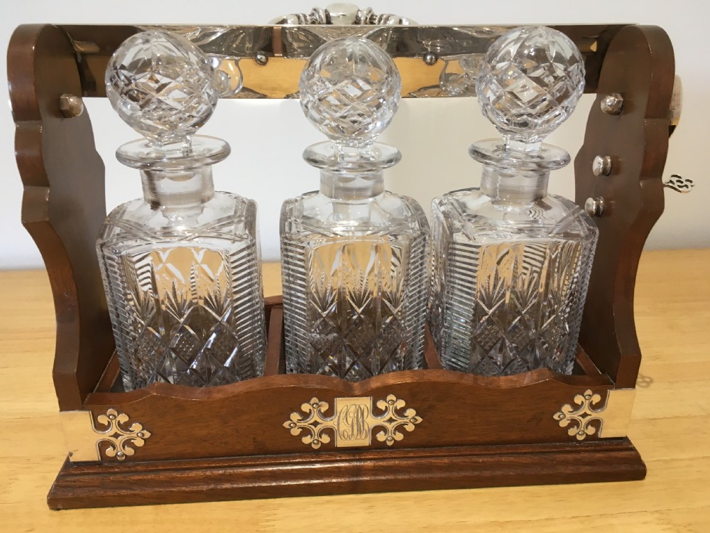 Edwardian Mahogany Tantalus  View X