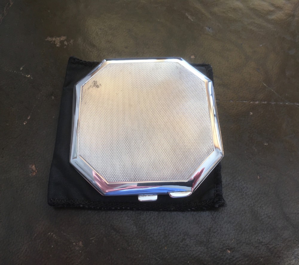 Octagonal Silver Powder Compact View II