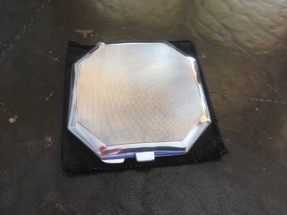 Octagonal Silver Powder Compact View III