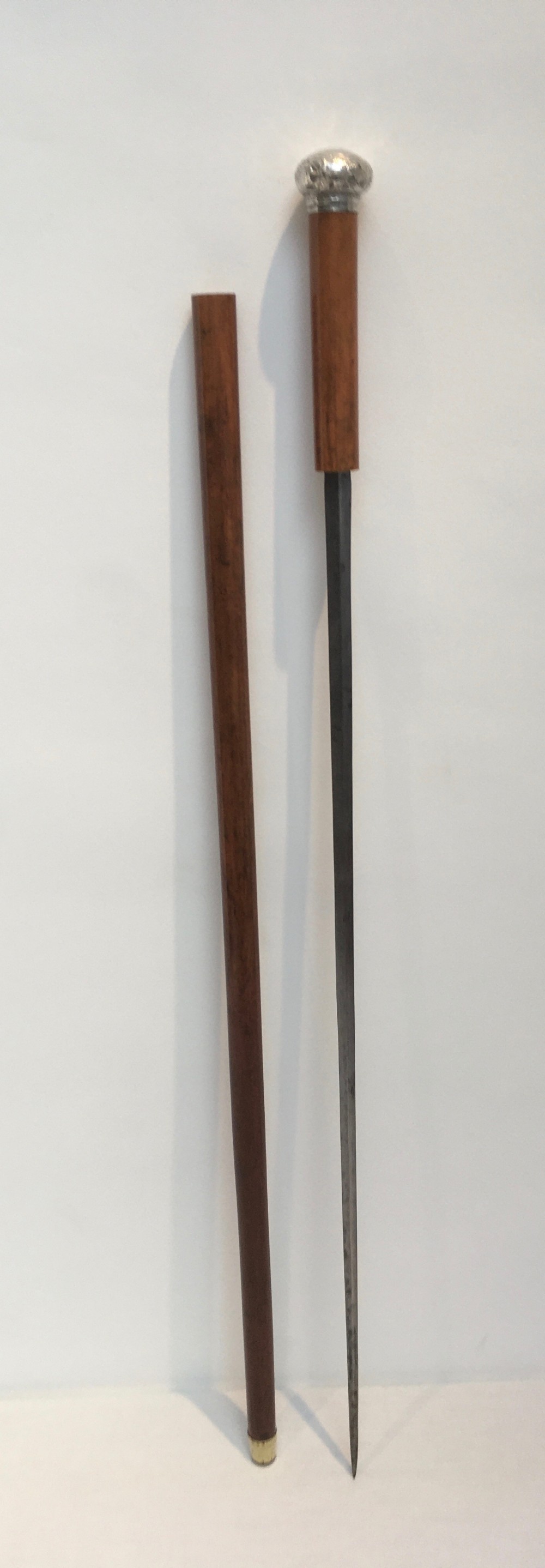 Victorian Malacca Sword Stick with Silver Embossed Knop