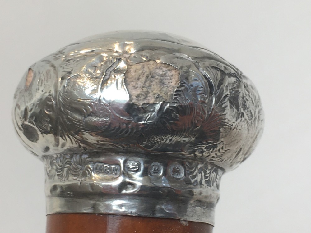 Victorian Malacca Sword Stick with Silver Embossed Knop View V