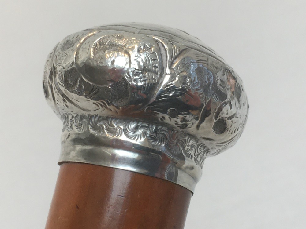 Victorian Malacca Sword Stick with Silver Embossed Knop View VI