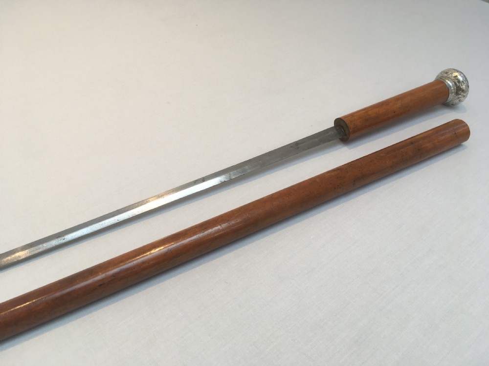 Victorian Malacca Sword Stick with Silver Embossed Knop View XII