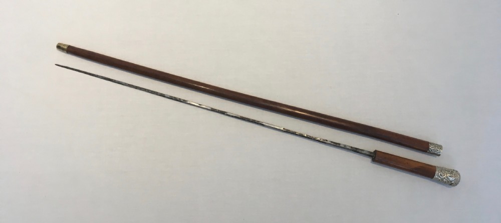 Late 19th Century Silver Embossed Sword Stick