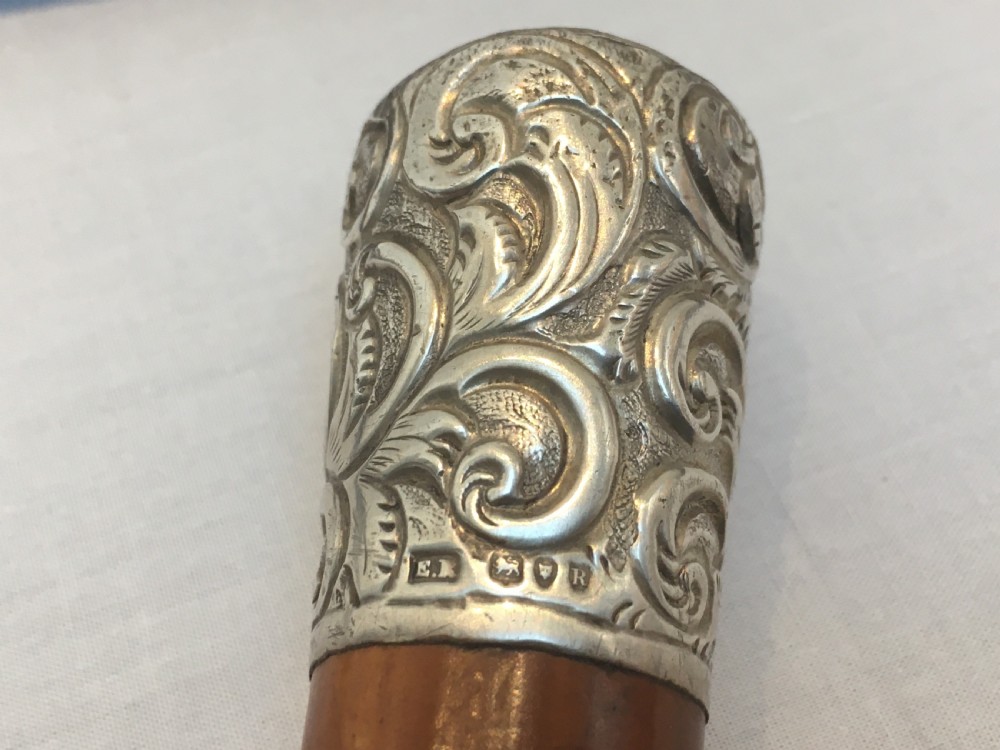 Late 19th Century Silver Embossed Sword Stick View V