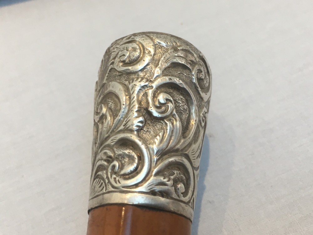 Late 19th Century Silver Embossed Sword Stick View VI