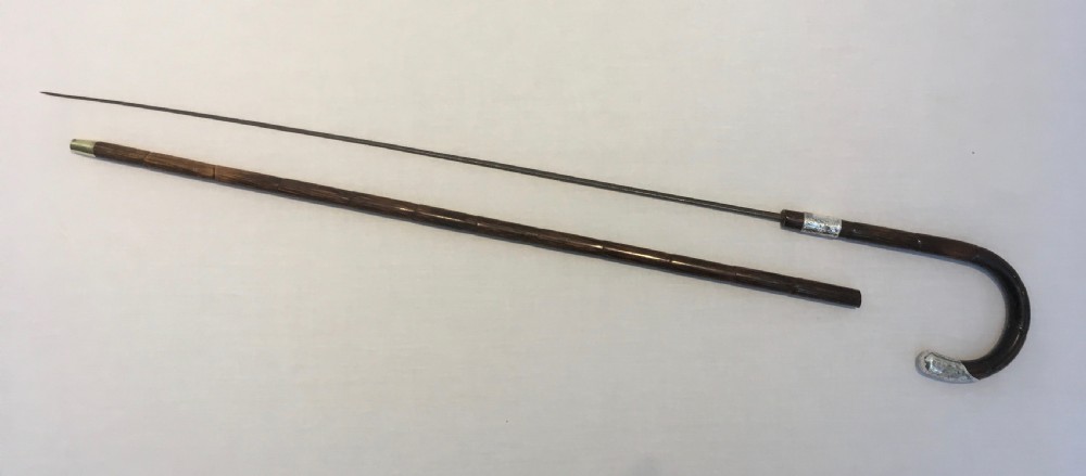 Silver Crook Handled Sword Stick 1885