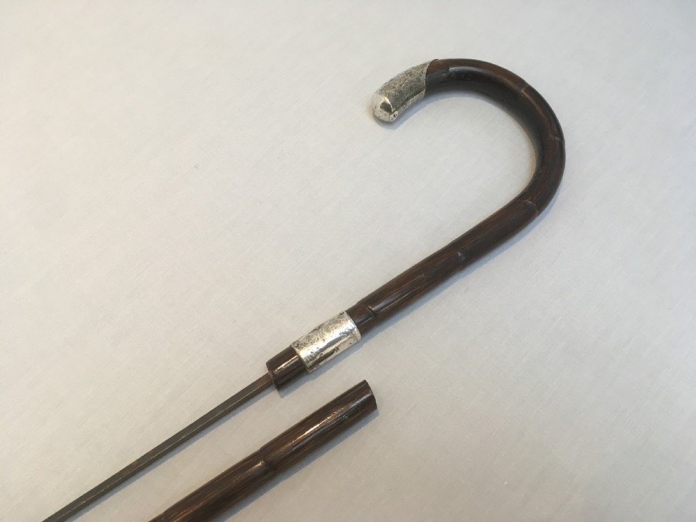 Silver Crook Handled Sword Stick 1885 View X