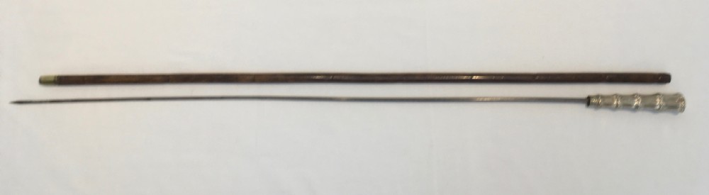 Silver Faux Bamboo Sword Stick. London 1846 View XI