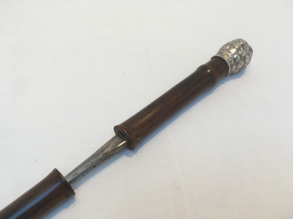 Silver Pineapple Topped Sword Stick London 1886 View XII