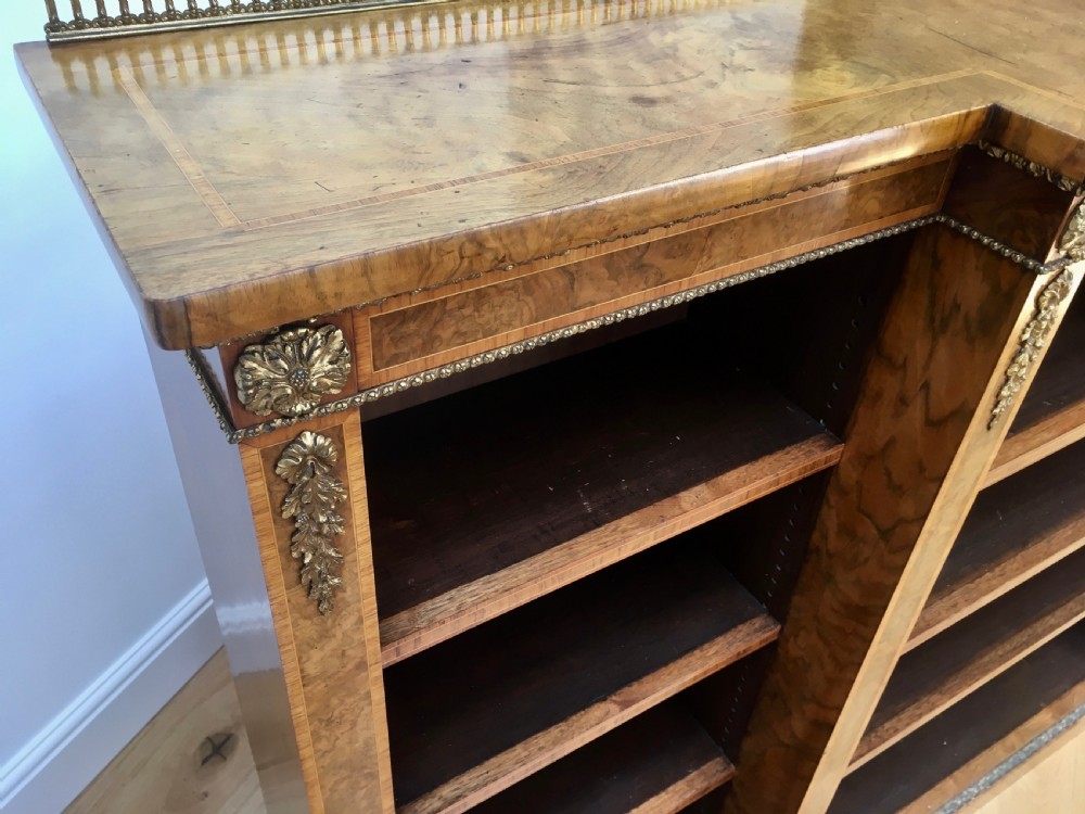 Walnut & Burr Walnut Breakfront Bookcase View II