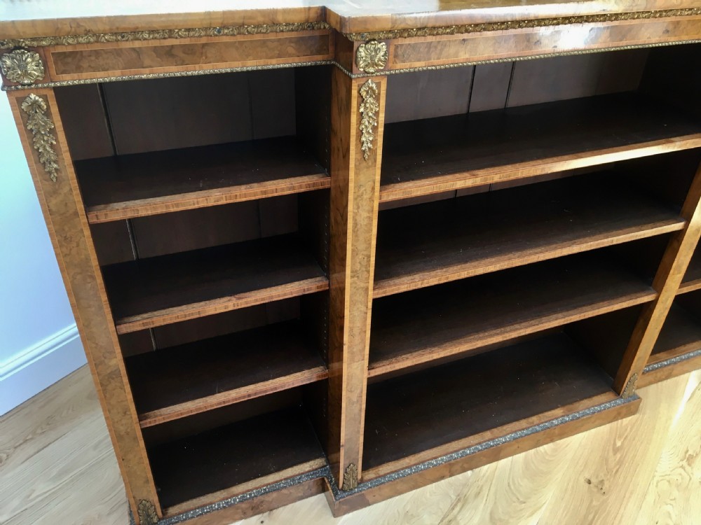 Walnut & Burr Walnut Breakfront Bookcase View III