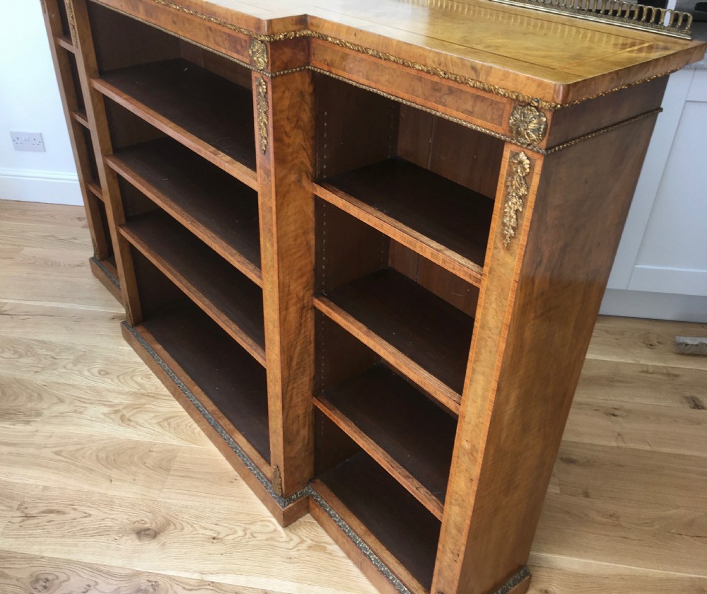 Walnut & Burr Walnut Breakfront Bookcase View V