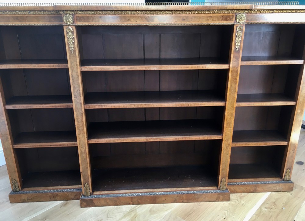 Walnut & Burr Walnut Breakfront Bookcase View VI