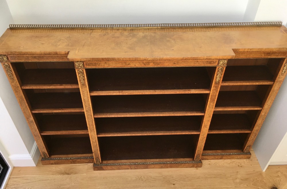 Walnut & Burr Walnut Breakfront Bookcase View IX