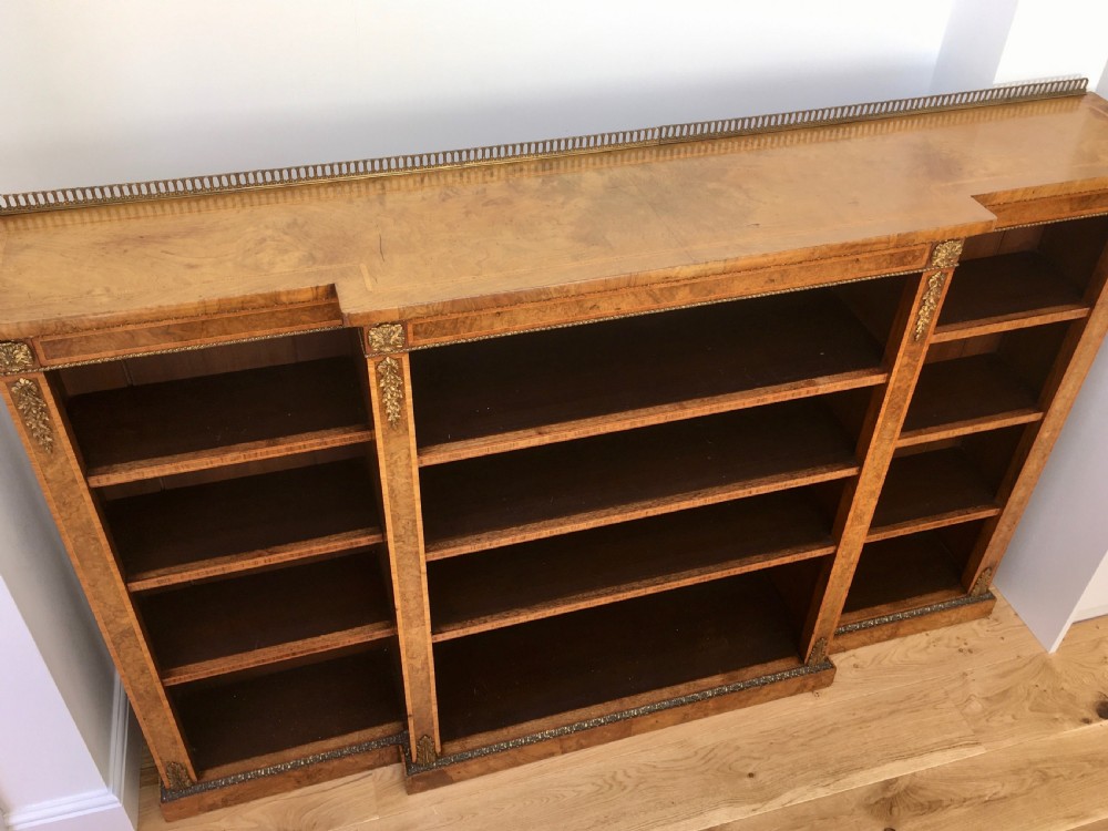 Walnut & Burr Walnut Breakfront Bookcase View X