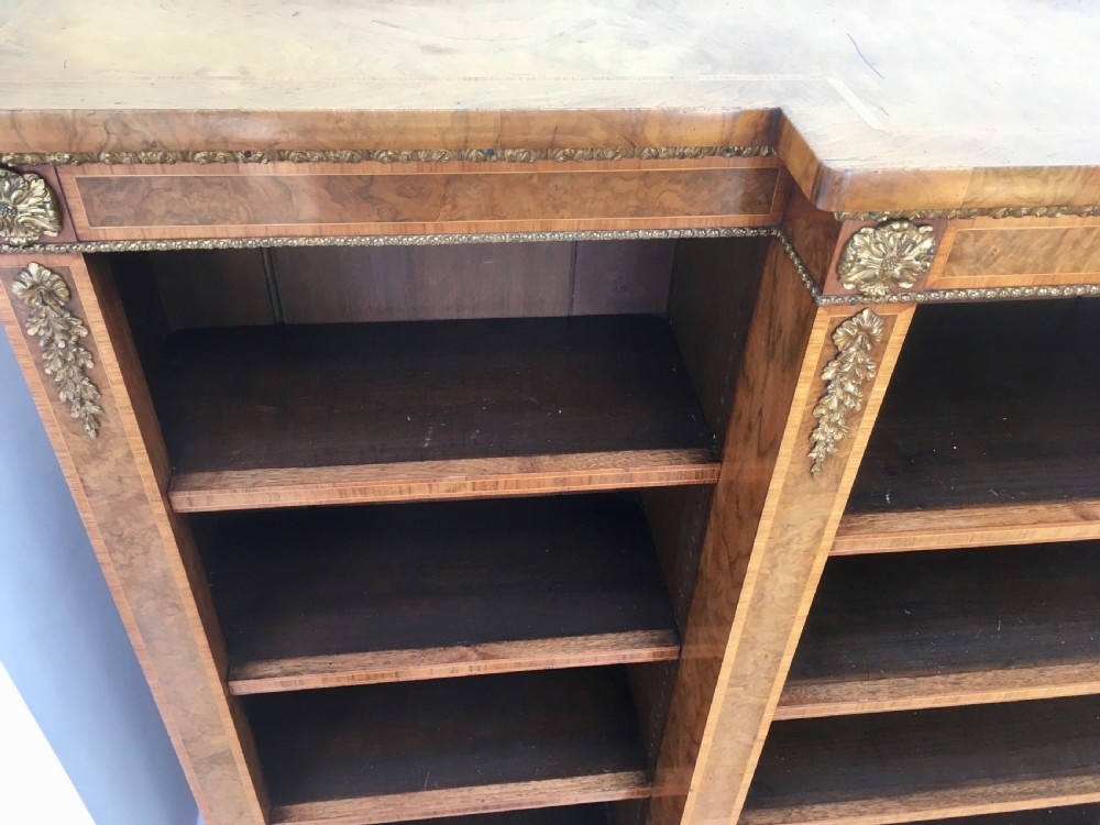 Walnut & Burr Walnut Breakfront Bookcase View XIII