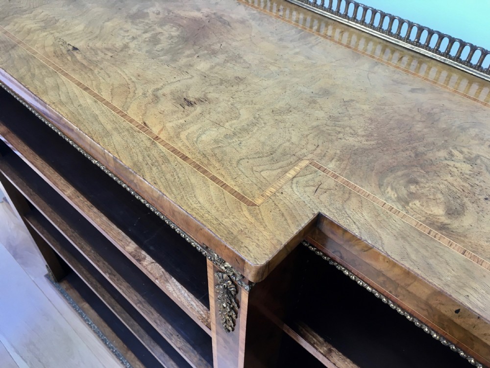 Walnut & Burr Walnut Breakfront Bookcase View XIV