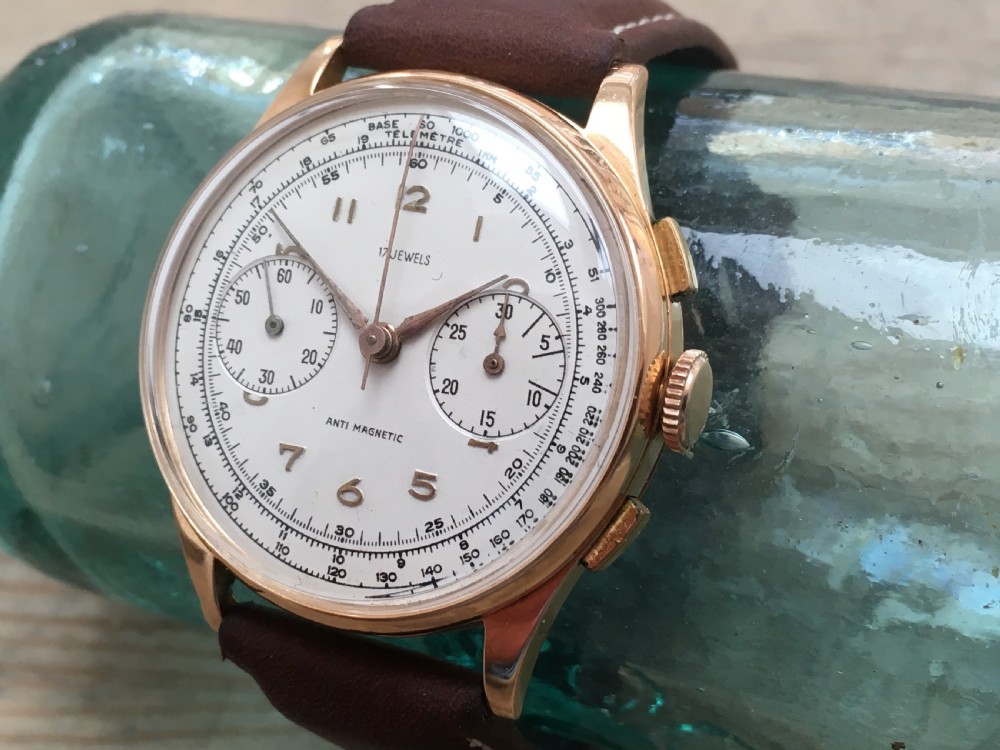 Vintage 18ct Gold Chronograph Wrist Watch