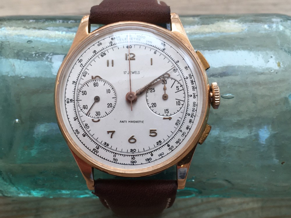 Vintage 18ct Gold Chronograph Wrist Watch View VI