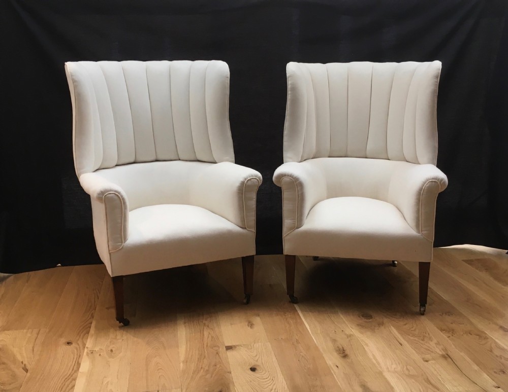 Rare Pair of 19th Century Barrel Back Armchairs View V