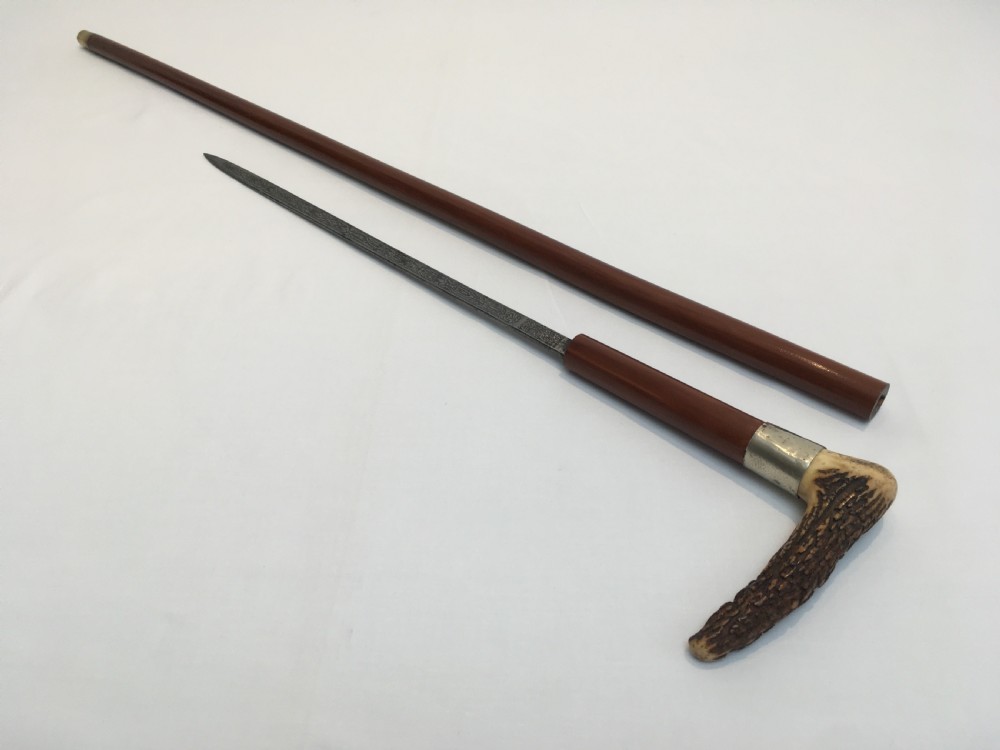 Antler Handled Sword Stick with Toledo Blade