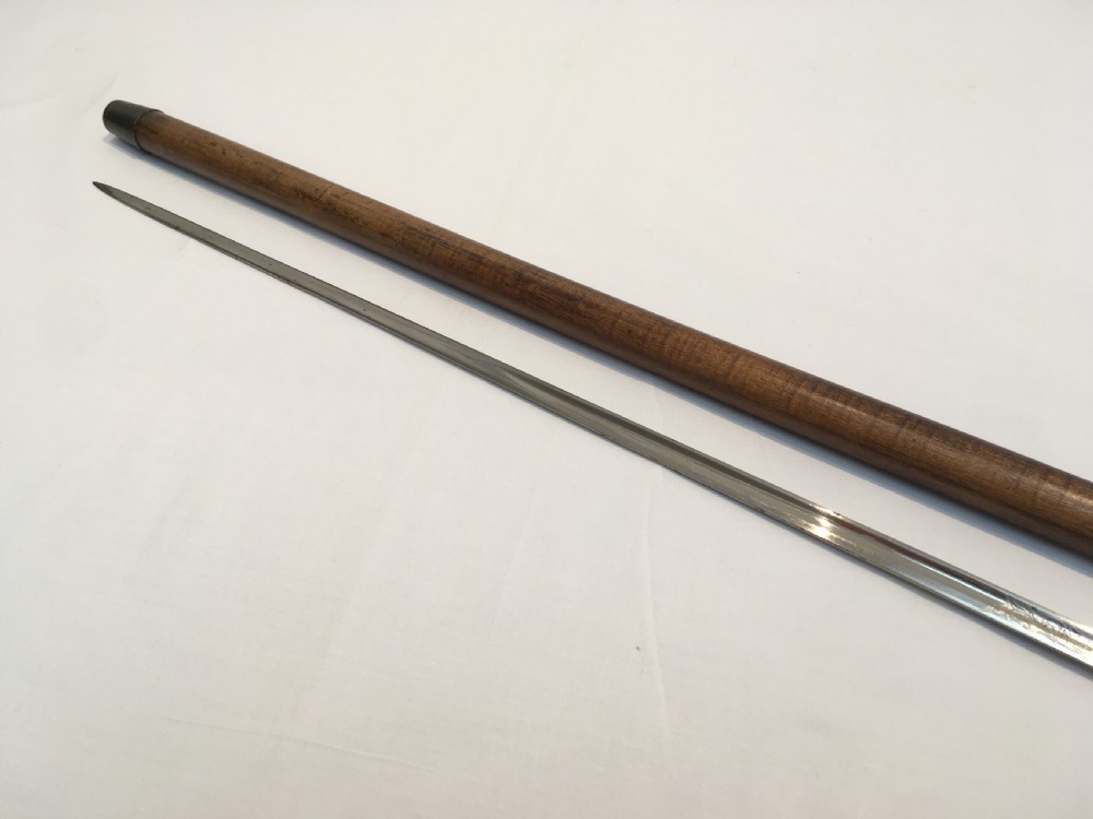 Crook Handled Malacca Sword Stick with Toledo Blade View VII